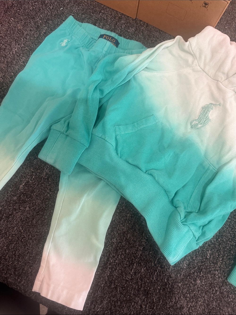 Polo by Ralph Lauren Teal to White Ombre Kids Jogger Set